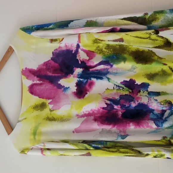 Soft Surroundings Water Colors Slingy floral Paint Brushed Print Boho tunic Top - Picture 7 of 8